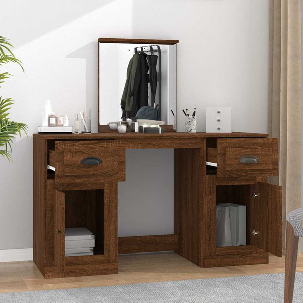 Schminktisch mit Spiegel Braun Eichen-Optik 130x50x132,5 cm