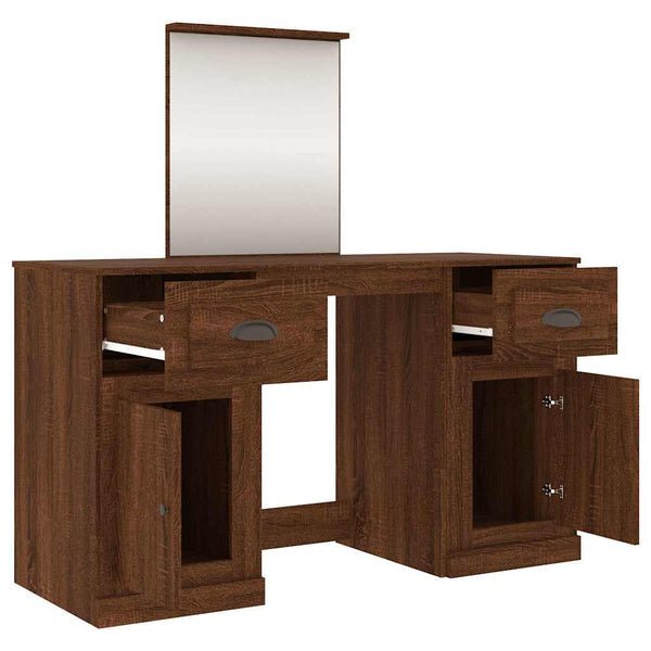 Schminktisch mit Spiegel Braun Eichen-Optik 130x50x132,5 cm