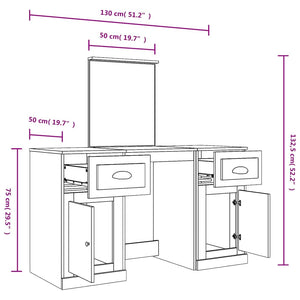 Schminktisch mit Spiegel Braun Eichen-Optik 130x50x132,5 cm