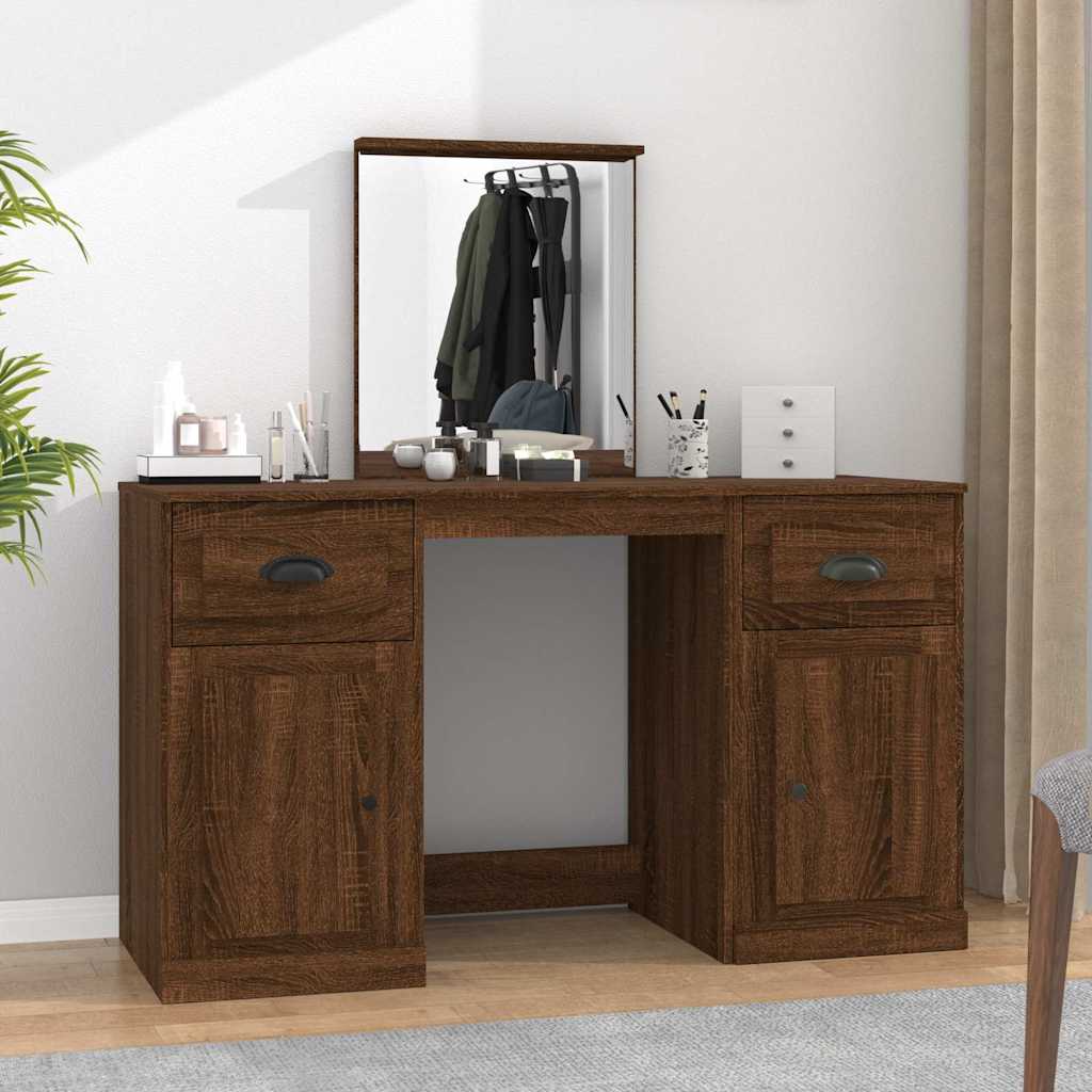 Schminktisch mit Spiegel Braun Eichen-Optik 130x50x132,5 cm