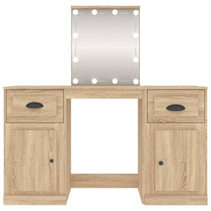 Schminktisch mit LED-Leuchten Sonoma-Eiche 130x50x132,5 cm