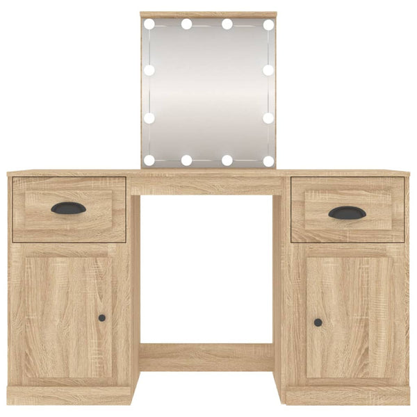 Schminktisch mit LED-Leuchten Sonoma-Eiche 130x50x132,5 cm