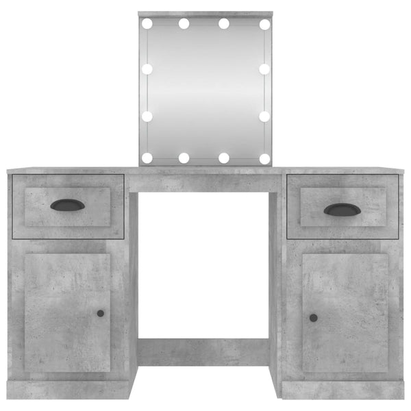 Schminktisch mit LED-Leuchten Betongrau 130x50x132,5 cm