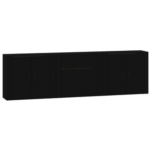 Sideboards 3 Stk. Schwarz Holzwerkstoff