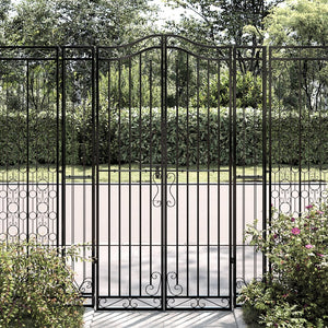 vidaXL Portillon de jardin noir 121x8x180 cm Fer forgé