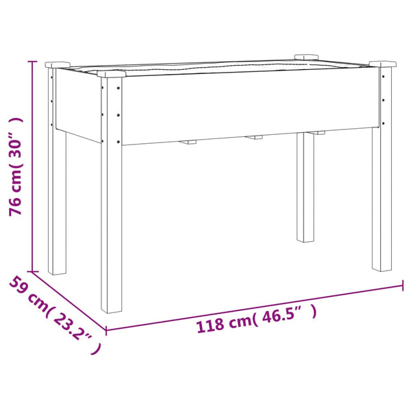 vidaXL Jardinière avec insert Marron 118x59x76 cm Bois de sapin massif