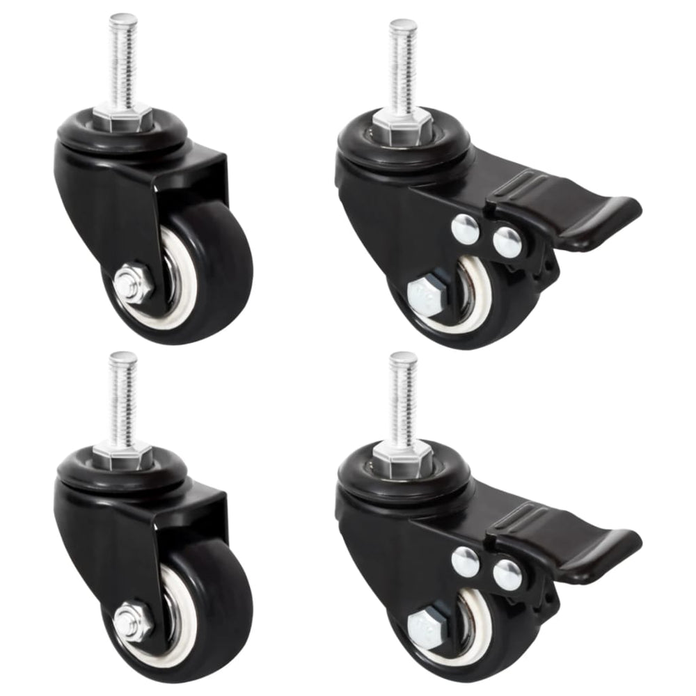 Pflanzkübel Rollen Schwarz, 4er Set
