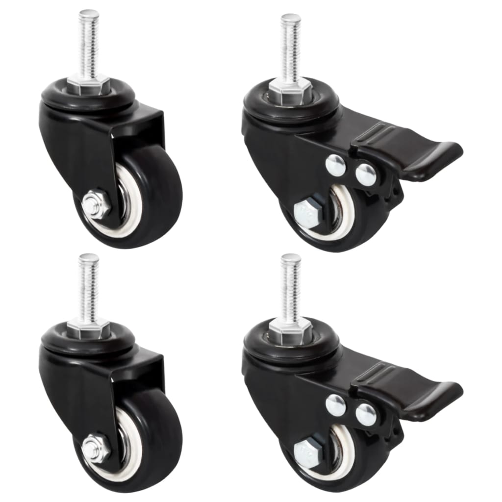 Pflanzkübel Rollen Schwarz, 4er Set