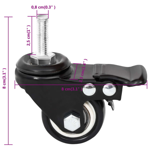 Pflanzkübel Rollen Schwarz, 4er Set