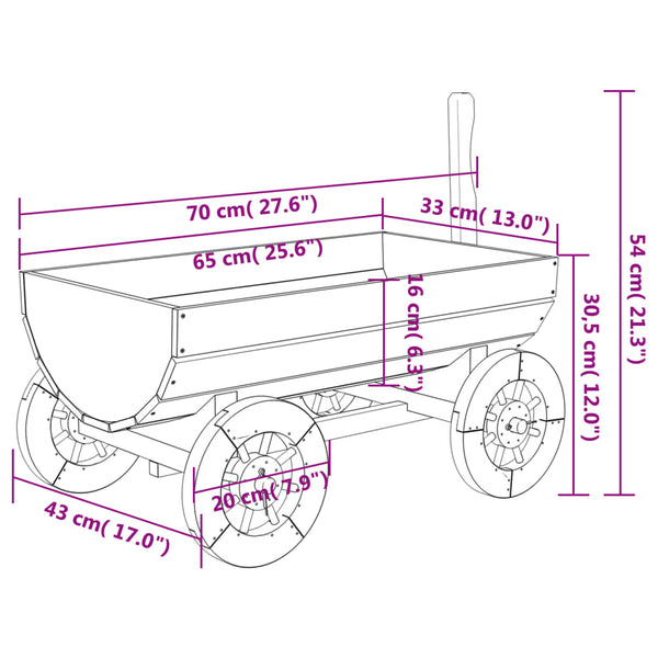 Deko-Wagen aus Tannenholz 70x43x54cm