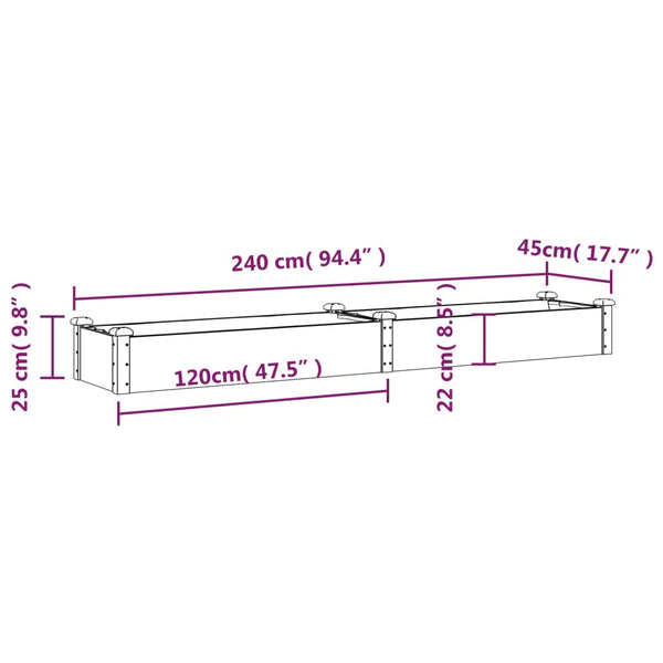 Hochbeet 240 cm mit Einsatz aus Tannenholz