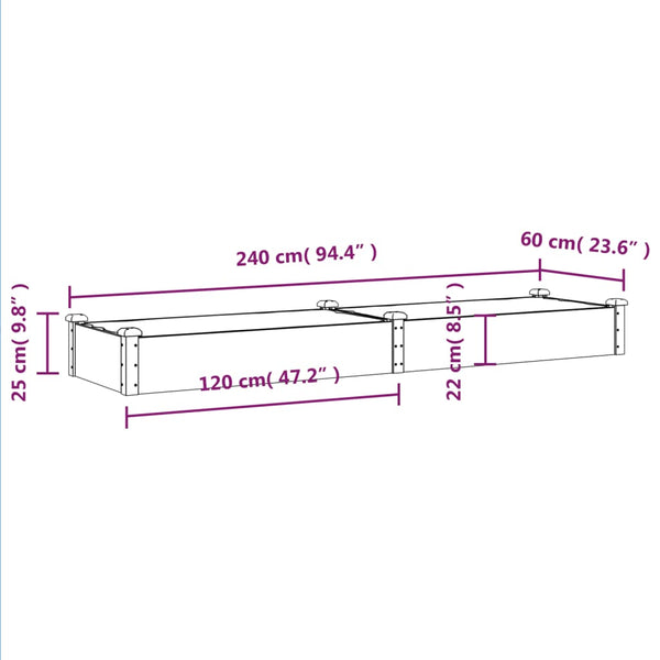 Hochbeet Braun 240cm mit Einsatz