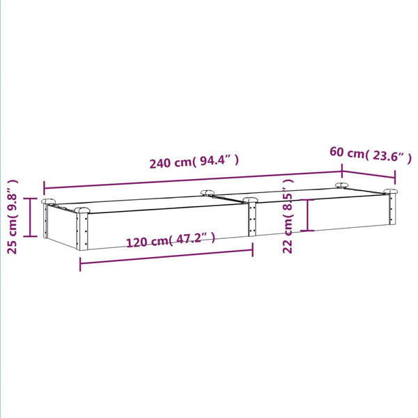 Hochbeet Grau 240 cm mit Einsatz