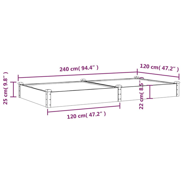 Hochbeet mit Einsatz Braun 240x120x25 cm