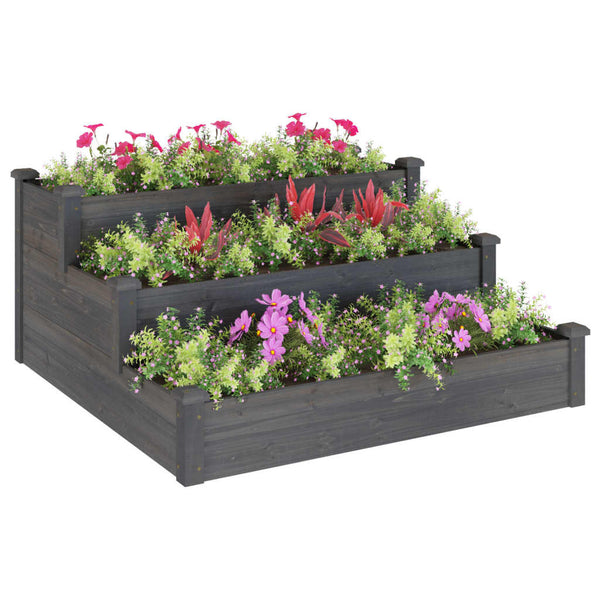 Graues Hochbeet 120x120 cm aus Tannenholz