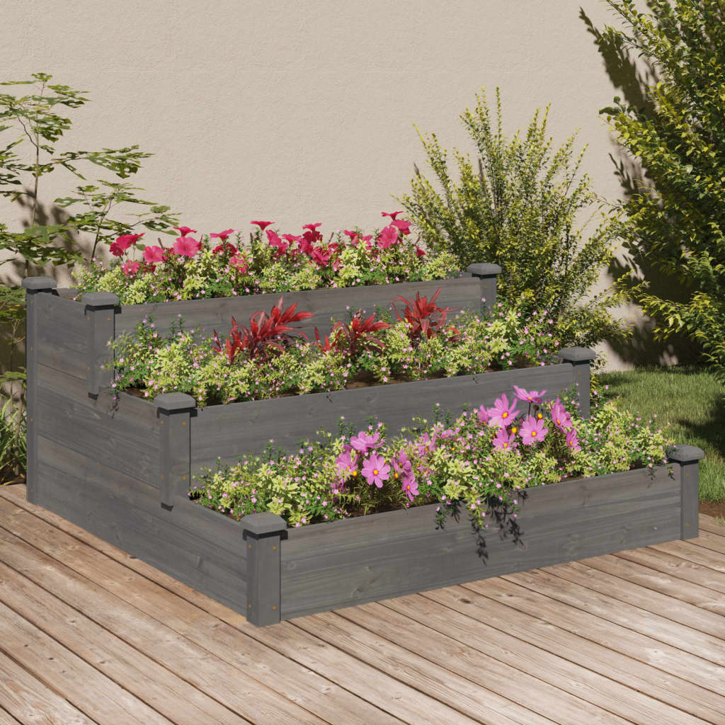 Graues Hochbeet 120x120 cm aus Tannenholz