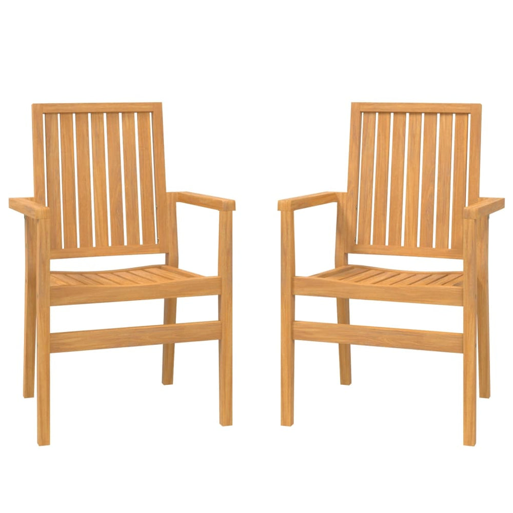 Stapelbare Teak Gartenstühle, 2er-Set