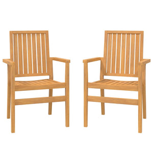 Stapelbare Teak Gartenstühle, 2er-Set