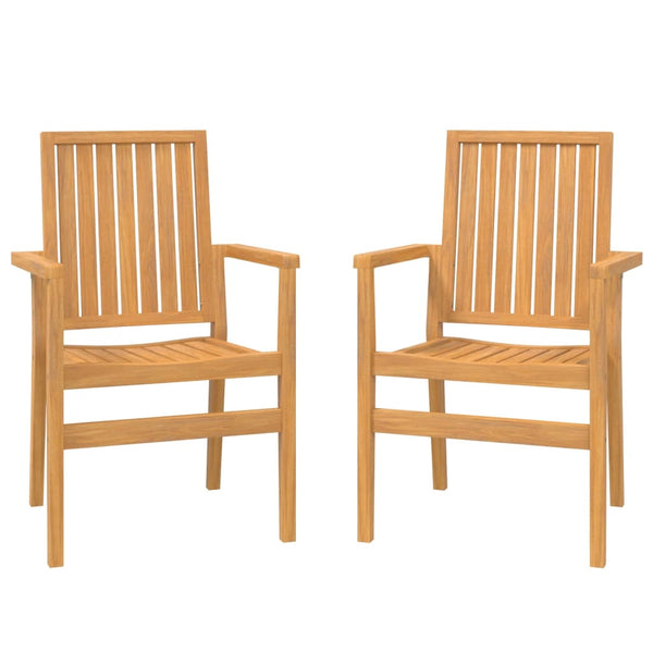 Stapelbare Teak Gartenstühle, 2er-Set
