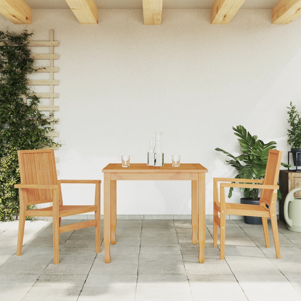 Stapelbare Teak Gartenstühle, 2er-Set