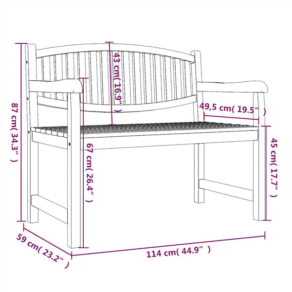 Teak Gartenbank, 114 cm