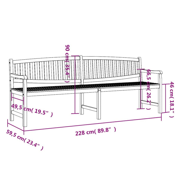 Teak Gartenbank, 228 cm