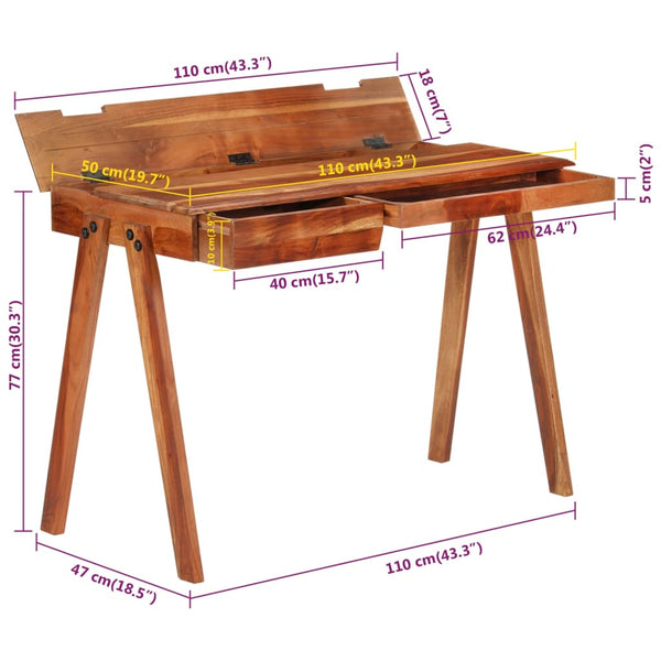 Massivholz Schreibtisch Akazie mit Schublade