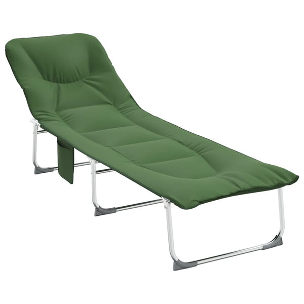 vidaXL Chaise longue pliable en tissu vert foncé