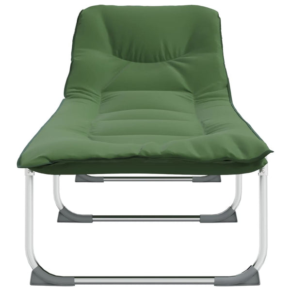 vidaXL Chaise longue pliable en tissu vert foncé