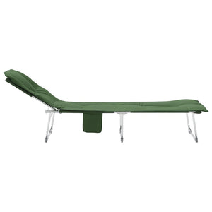 vidaXL Chaise longue pliable en tissu vert foncé