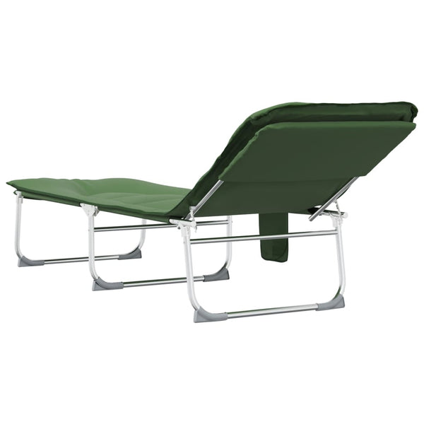 vidaXL Chaise longue pliable en tissu vert foncé