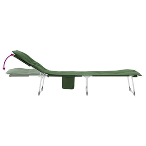 vidaXL Chaise longue pliable en tissu vert foncé