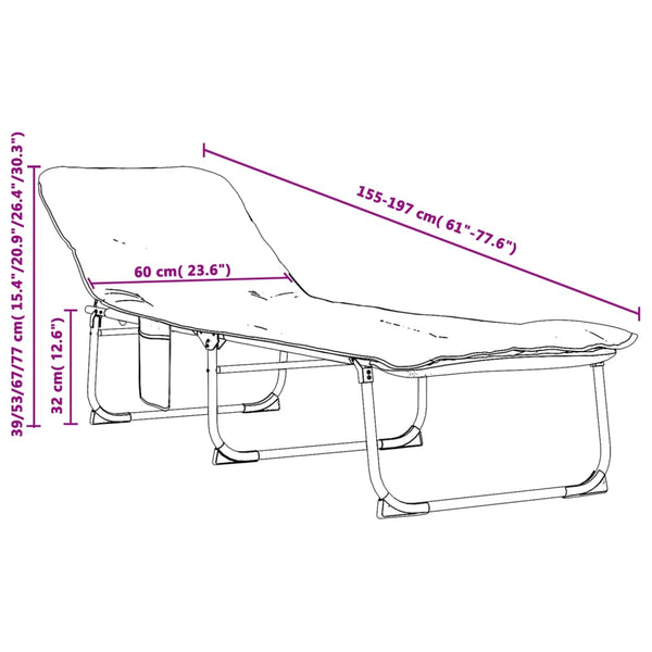 vidaXL Chaise longue pliable en tissu vert foncé
