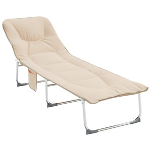 vidaXL Chaise longue pliable en tissu beige