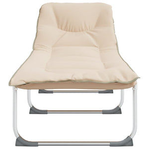 vidaXL Chaise longue pliable en tissu beige