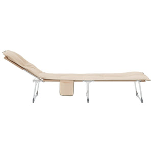 vidaXL Chaise longue pliable en tissu beige