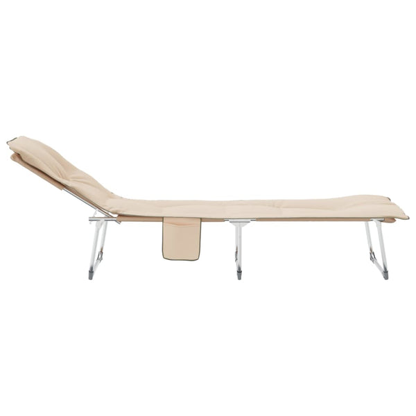 vidaXL Chaise longue pliable en tissu beige
