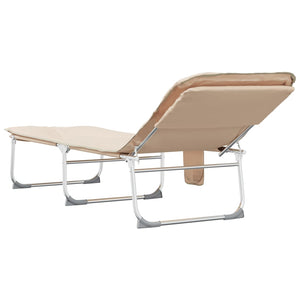 vidaXL Chaise longue pliable en tissu beige