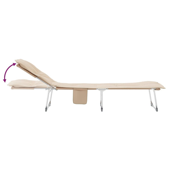 vidaXL Chaise longue pliable en tissu beige