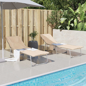 vidaXL Chaise longue pliable en tissu beige