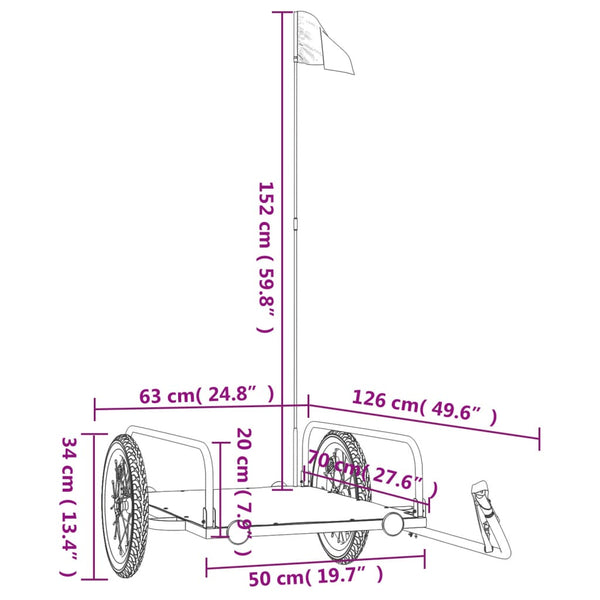 Fahrradanhänger Lastenanhänger Schwarz 45kg