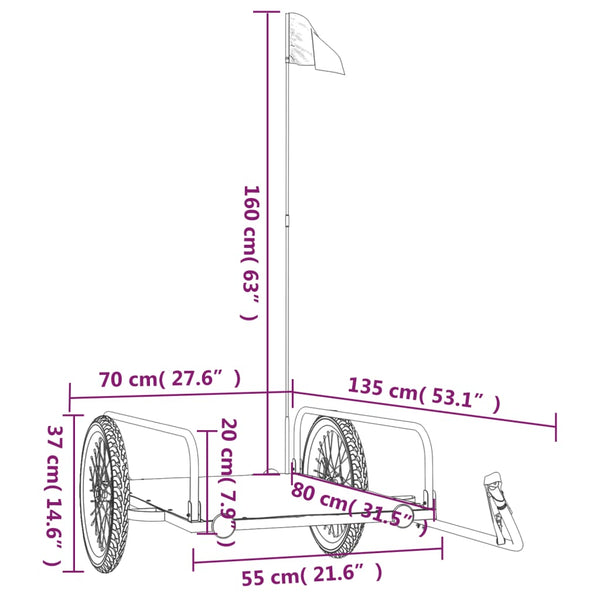 Fahrradanhänger Schwarz 45kg Kapazität