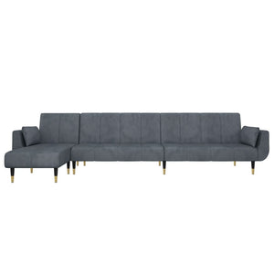 Schlafsofa in L-Form Dunkelgrau 275x140x70 cm Samt