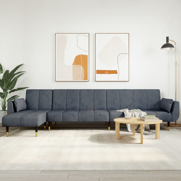 Schlafsofa in L-Form Dunkelgrau 275x140x70 cm Samt
