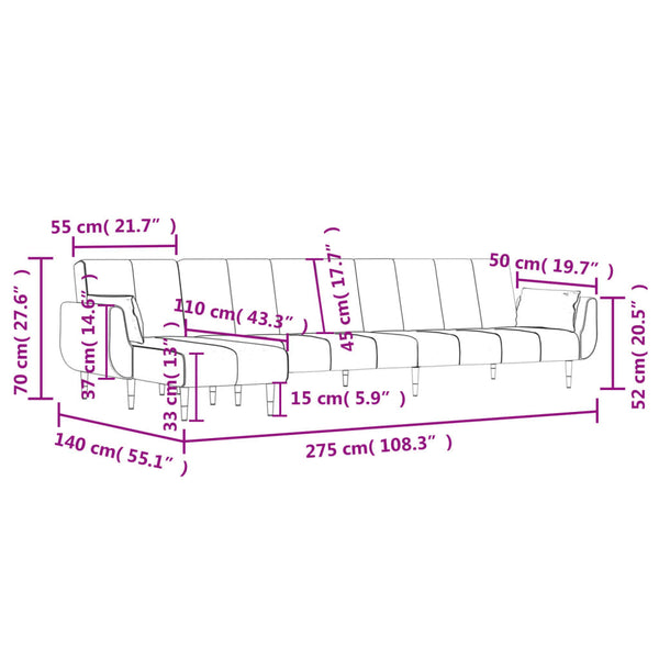 Schlafsofa in L-Form Dunkelgrün 275x140x70 cm Samt