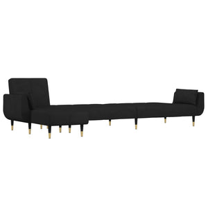 Schlafsofa in L-Form Schwarz 275x140x70 cm Samt