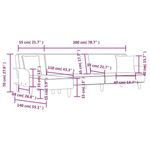 Schlafsofa in L-Form Hellgrau 279x140x70 cm Stoff