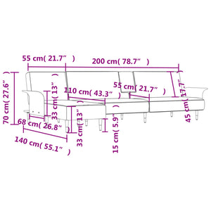 Schlafsofa in L-Form Dunkelgrau 279x140x70 cm Samt