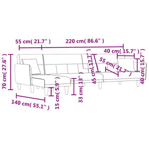 Schlafsofa in L-Form Dunkelgrau 275x140x70 cm Stoff