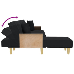Schlafsofa in L-Form Schwarz 279x140x70 cm Stoff